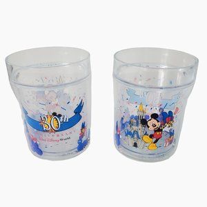 Vintage Walt Disney World 30th Anniversary Plastic Cups Set of 2